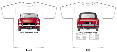 Sunbeam Alpine Series V 1965-68 T-shirt Front & Back